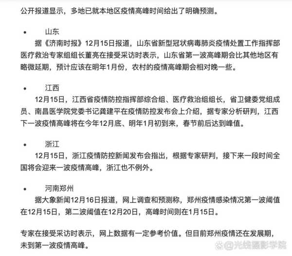 疫情高峰何时来?多地判断峰值时间上海(2024返沪高峰是什么时候)